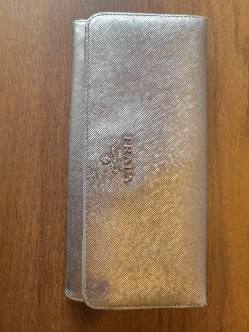 Silver Prada Continental Wallet
